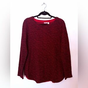 croft & barrow Red and Black Marled Crew Sweater